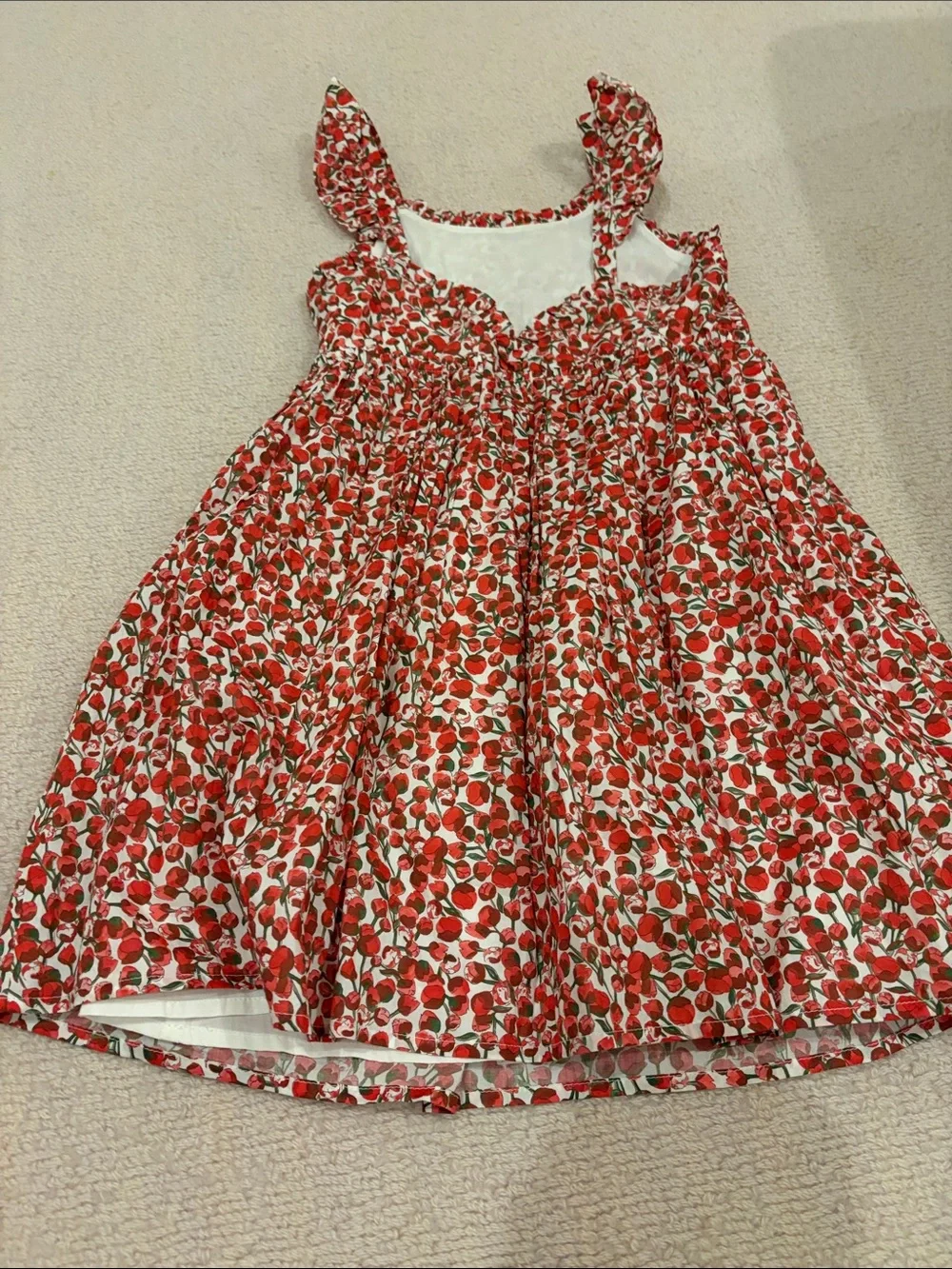 Girls Red flower Print Summer Dress